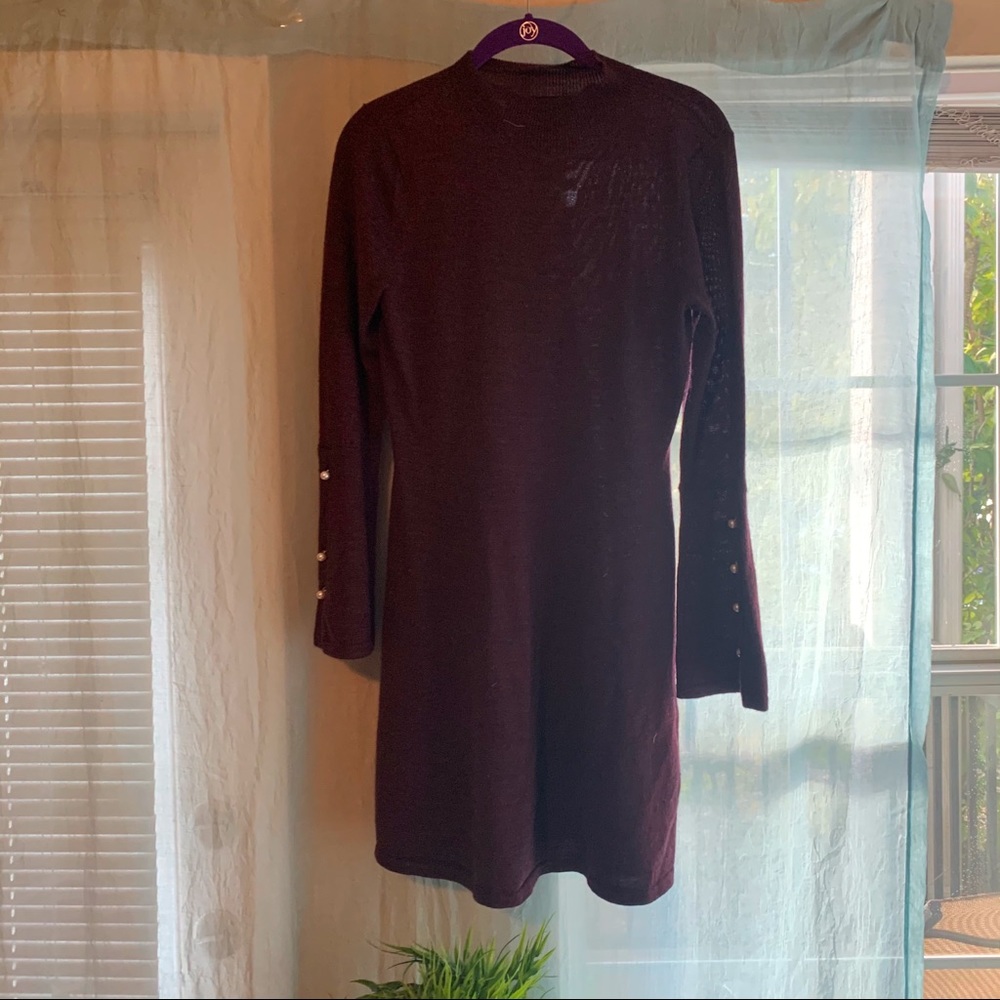 Dark purple flare sleeve dress